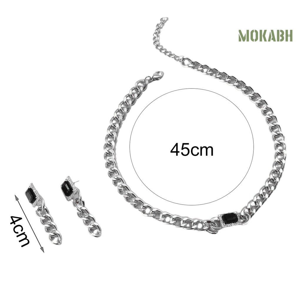 Set 2 Vòng cổ Và Bông Tai Dáng Dài Phong Cách Punk Cá Tính