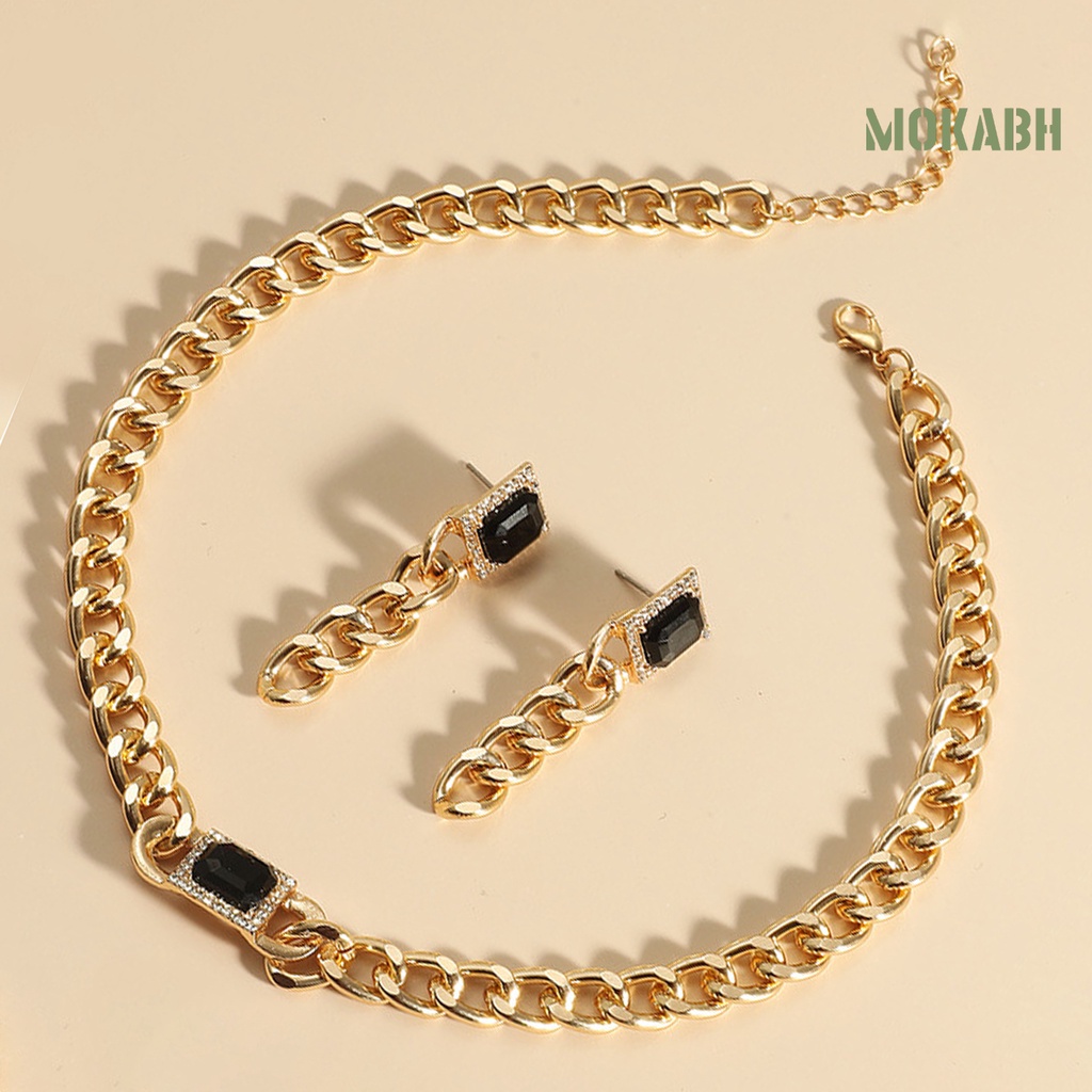 Set 2 Vòng cổ Và Bông Tai Dáng Dài Phong Cách Punk Cá Tính