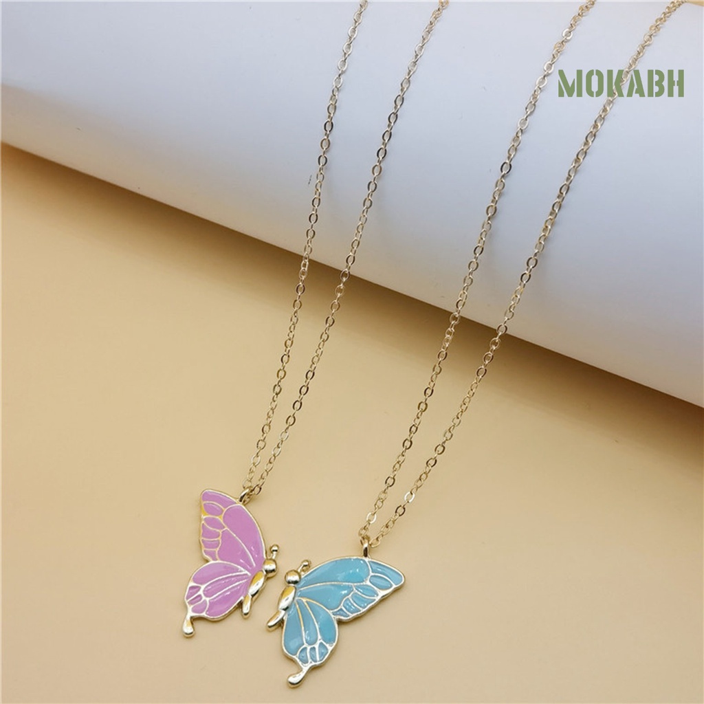 Set 2 Vòng cổ Nối Dài Mặt Hình Bướm Chống Mòn Cho Cặp Đôi