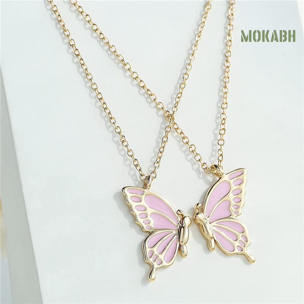 Set 2 Vòng cổ Nối Dài Mặt Hình Bướm Chống Mòn Cho Cặp Đôi