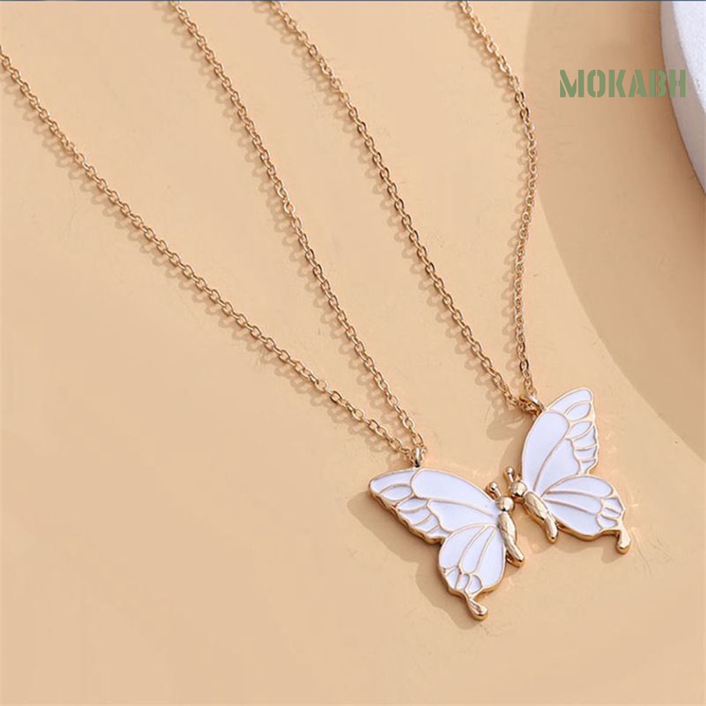 Set 2 Vòng cổ Nối Dài Mặt Hình Bướm Chống Mòn Cho Cặp Đôi