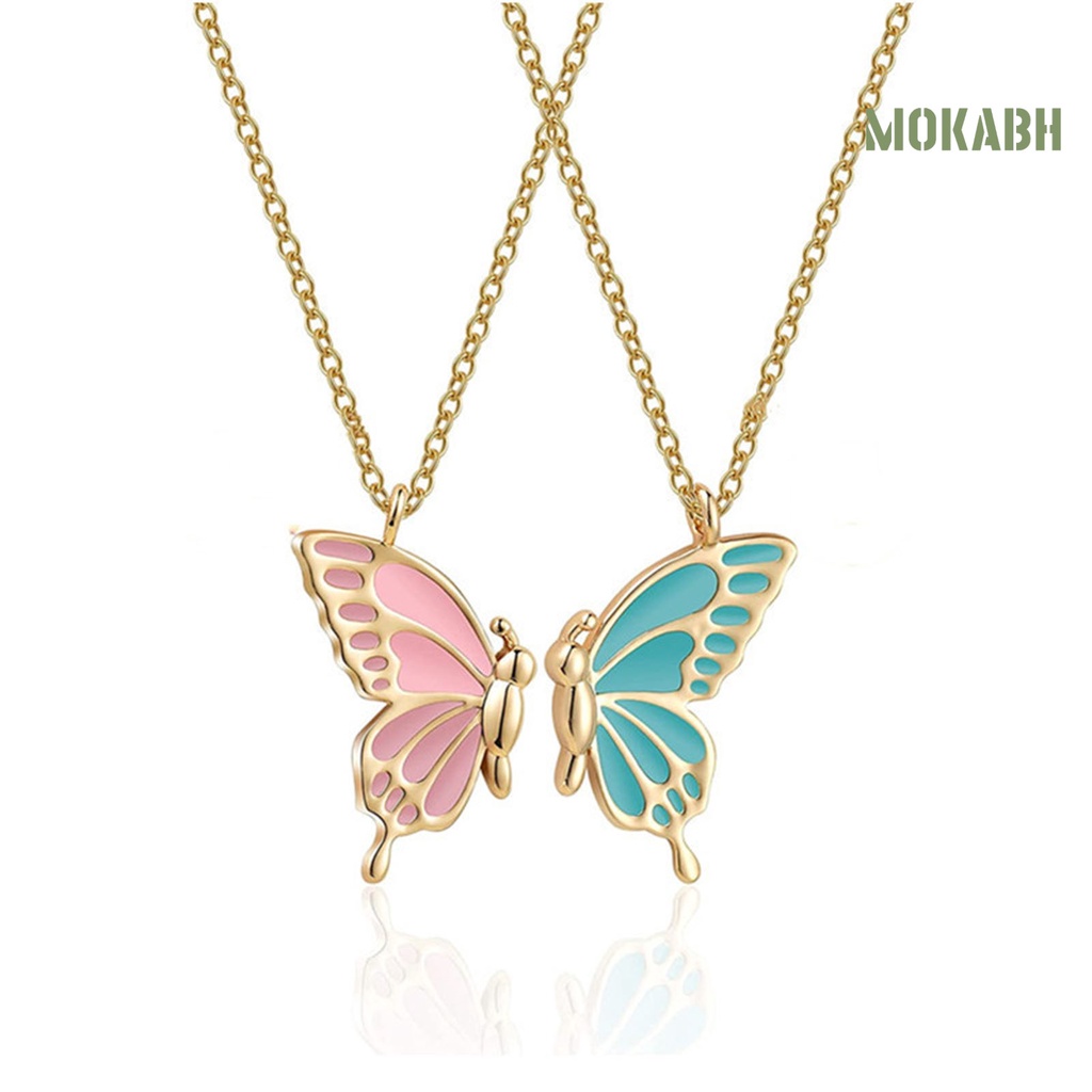 Set 2 Vòng cổ Nối Dài Mặt Hình Bướm Chống Mòn Cho Cặp Đôi