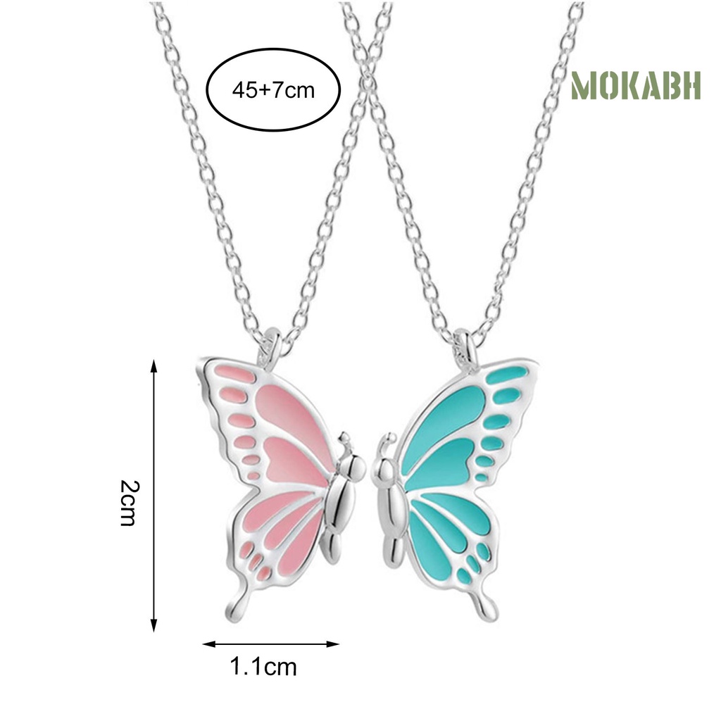 Set 2 Vòng cổ Nối Dài Mặt Hình Bướm Chống Mòn Cho Cặp Đôi