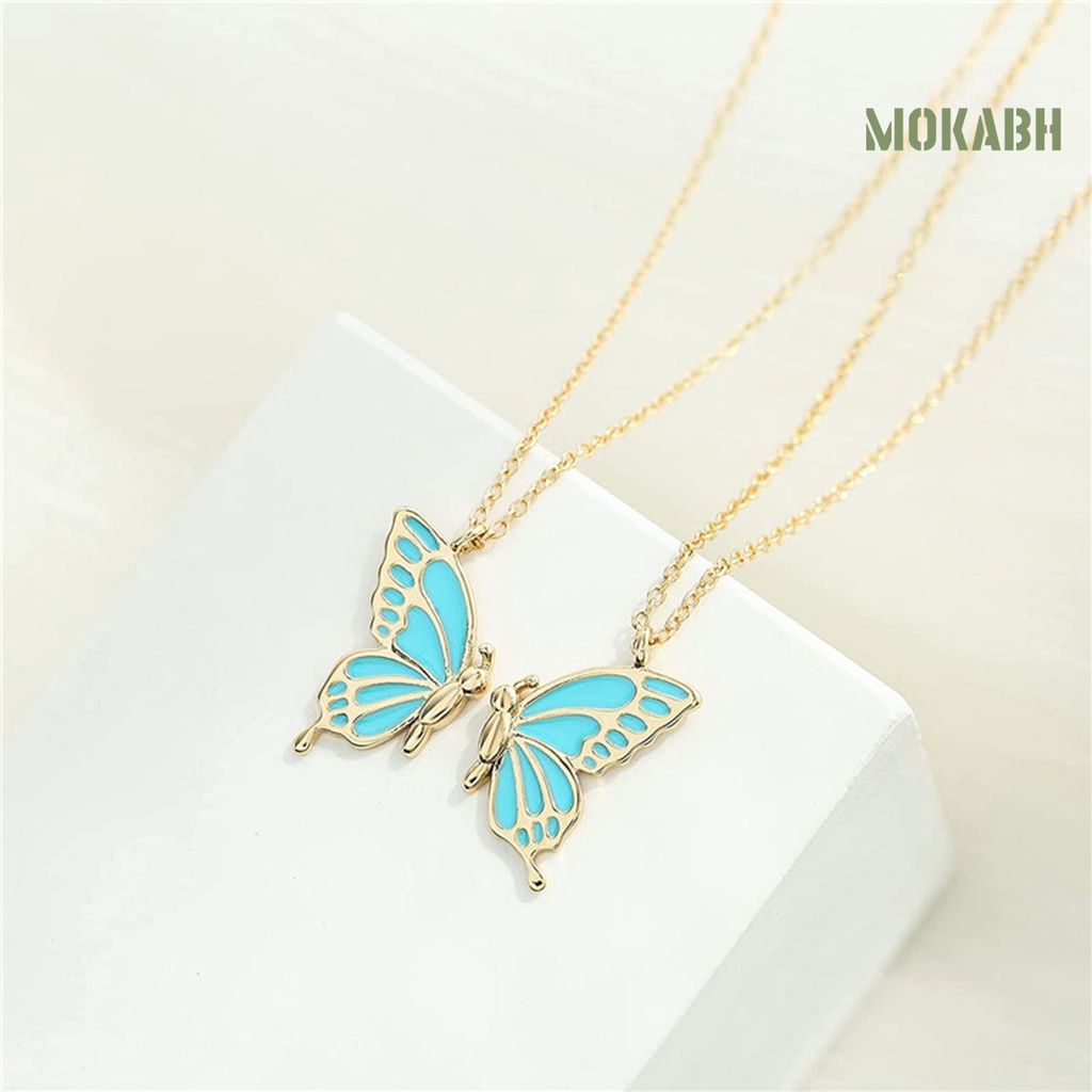 Set 2 Vòng cổ Nối Dài Mặt Hình Bướm Chống Mòn Cho Cặp Đôi