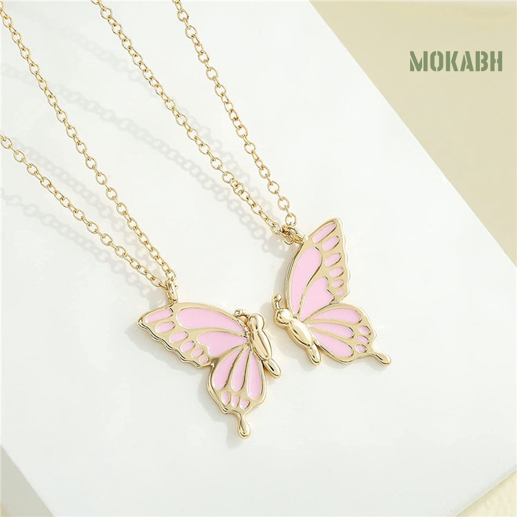 Set 2 Vòng cổ Nối Dài Mặt Hình Bướm Chống Mòn Cho Cặp Đôi