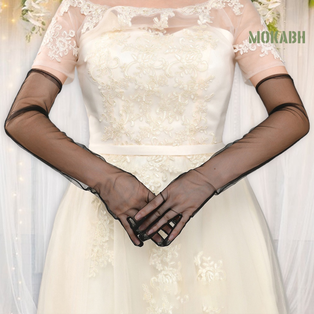 1 Đôi Găng Tay Lưới Dài Nhìn Xuyên Thấu Dùng Hóa Trang Chống Nắng