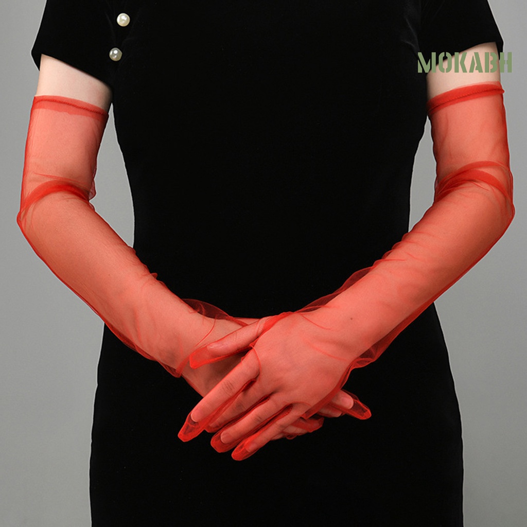 1 Đôi Găng Tay Lưới Dài Nhìn Xuyên Thấu Dùng Hóa Trang Chống Nắng