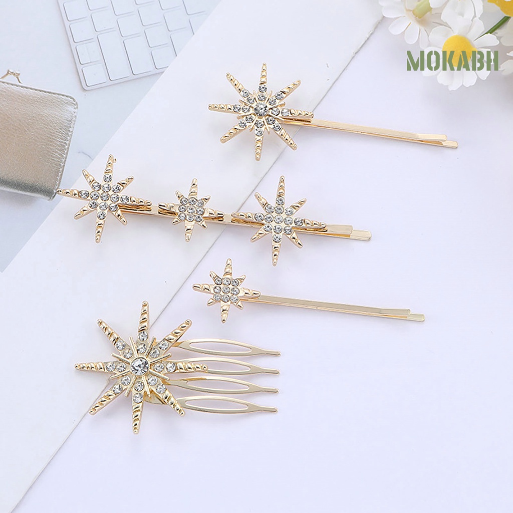 Set 4 Kẹp Tóc Hình Ngôi Sao Đính Đá Lấp Lánh Thời Trang Cho Nữ