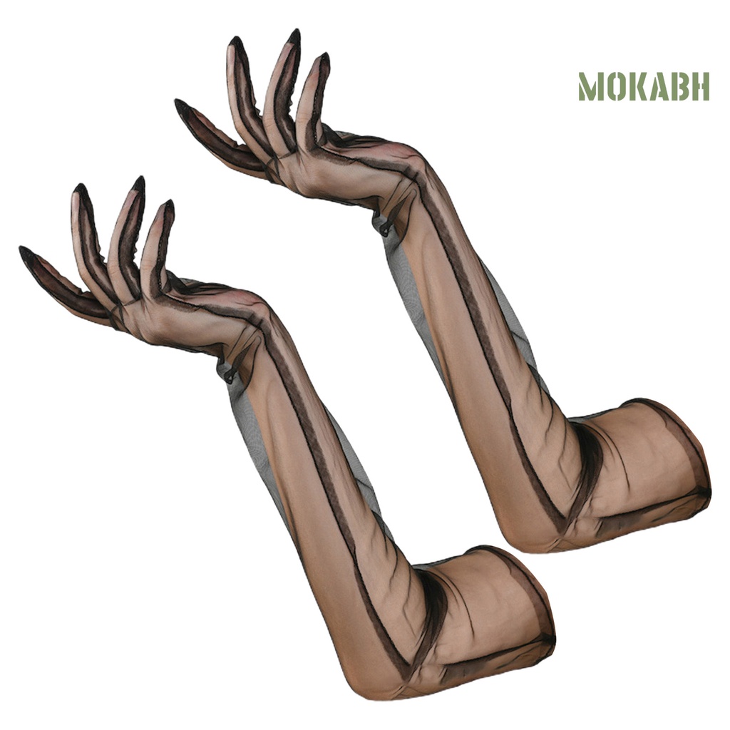 1 Đôi Găng Tay Lưới Dài Nhìn Xuyên Thấu Dùng Hóa Trang Chống Nắng