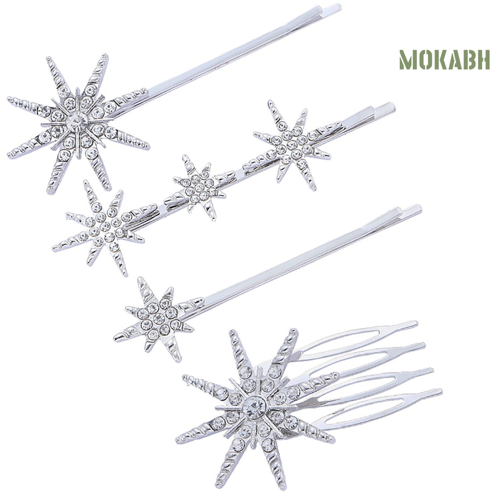 Set 4 Kẹp Tóc Hình Ngôi Sao Đính Đá Lấp Lánh Thời Trang Cho Nữ
