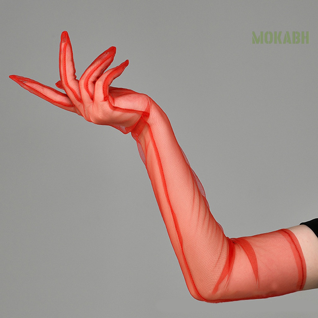 1 Đôi Găng Tay Lưới Dài Nhìn Xuyên Thấu Dùng Hóa Trang Chống Nắng