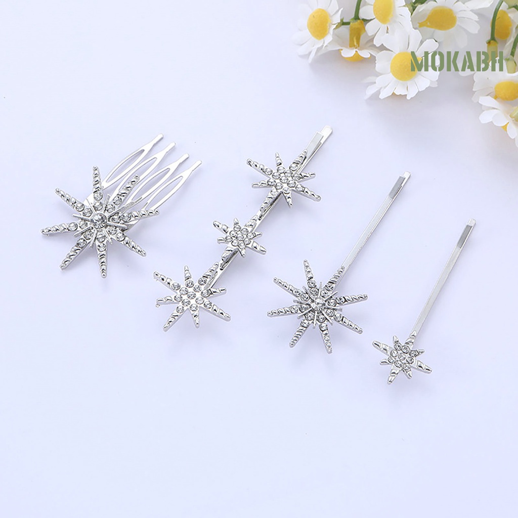 Set 4 Kẹp Tóc Hình Ngôi Sao Đính Đá Lấp Lánh Thời Trang Cho Nữ