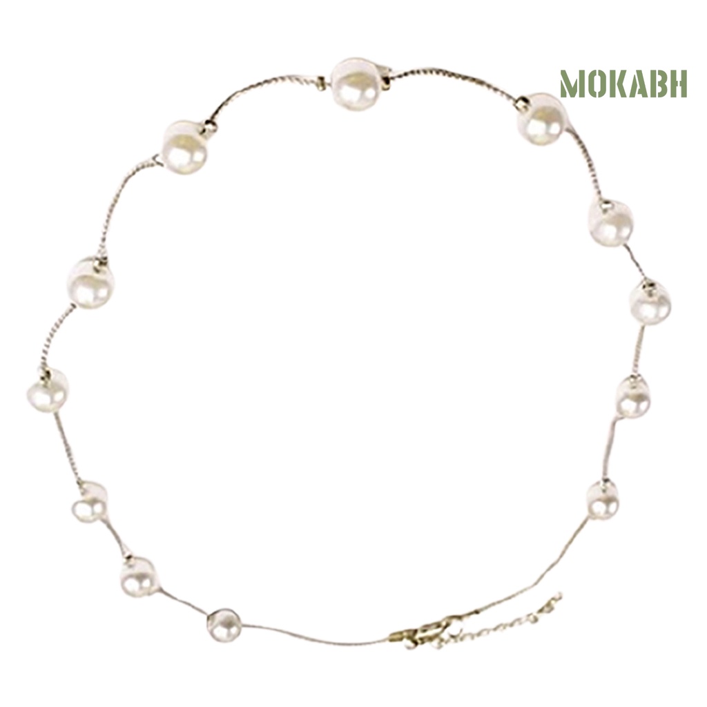 [mokabh] Vòng cổ Ngắn Đính Ngọc Trai Nhân Tạo Có Thể Điều Chỉnh Kích Thước
