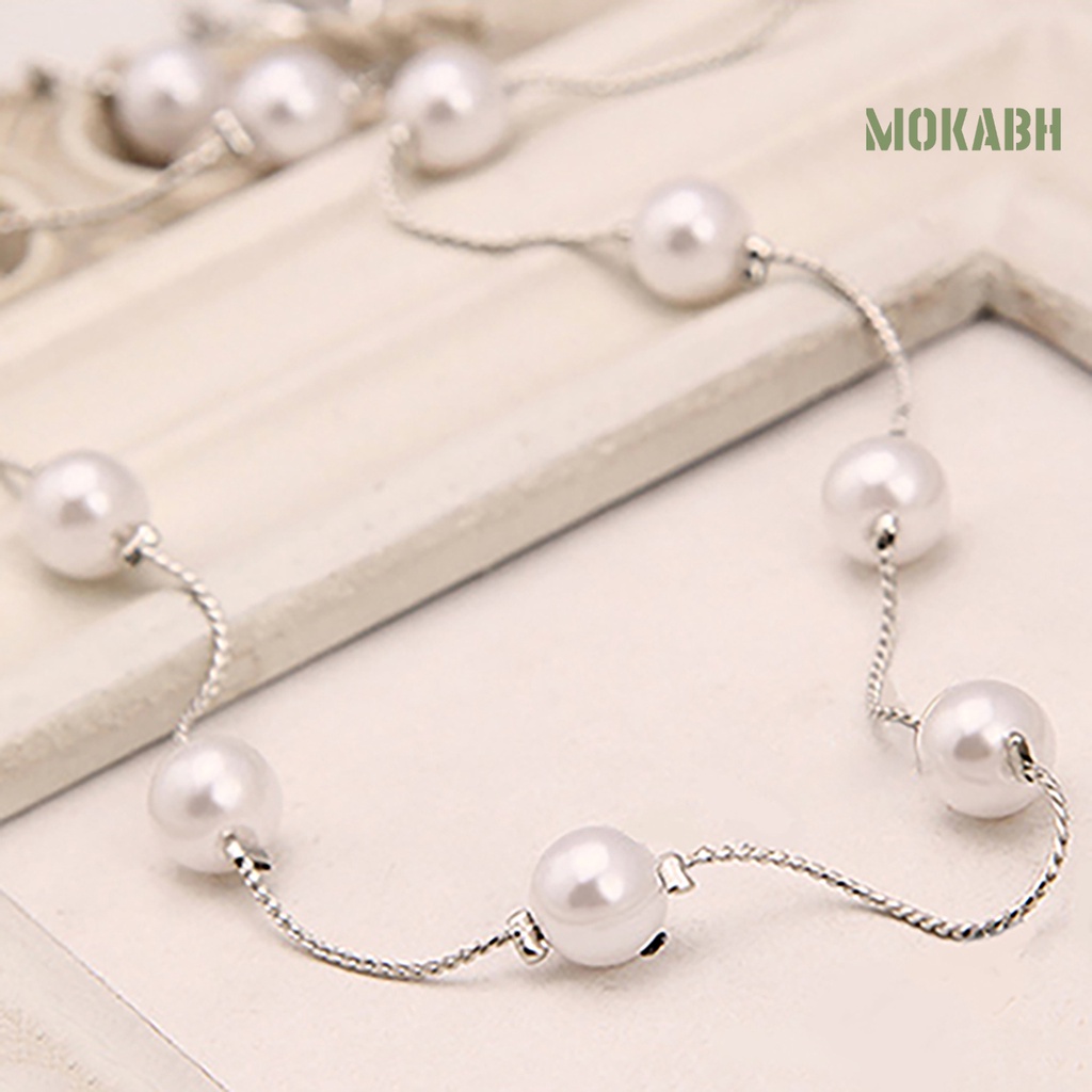 [mokabh] Vòng cổ Ngắn Đính Ngọc Trai Nhân Tạo Có Thể Điều Chỉnh Kích Thước