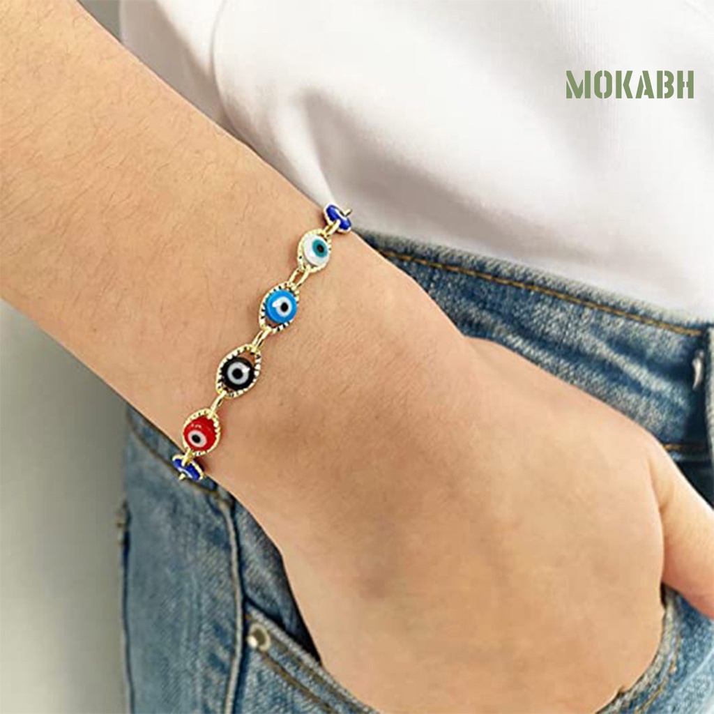 Vòng Đeo Tay Bản To Hình Mắt Quỷ Nhiều Màu Sắc Thời Trang Cho Nữ