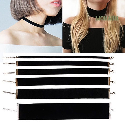Vòng Cổ Choker Dây Nhung Đen Đơn Giản Phong Cách Gothic Cổ Điển Cho Nữ