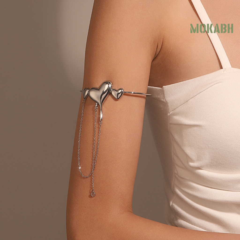 [mokabh] Vòng Đeo Tay Tua Rua Bằng Đồng Hình Trái Tim Có Thể Điều Chỉnh Kích Thước