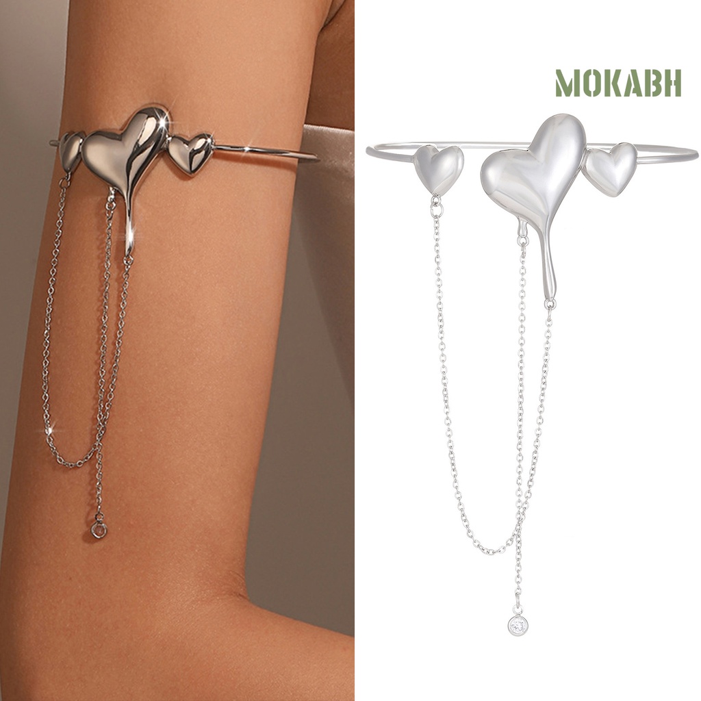 [mokabh] Vòng Đeo Tay Tua Rua Bằng Đồng Hình Trái Tim Có Thể Điều Chỉnh Kích Thước