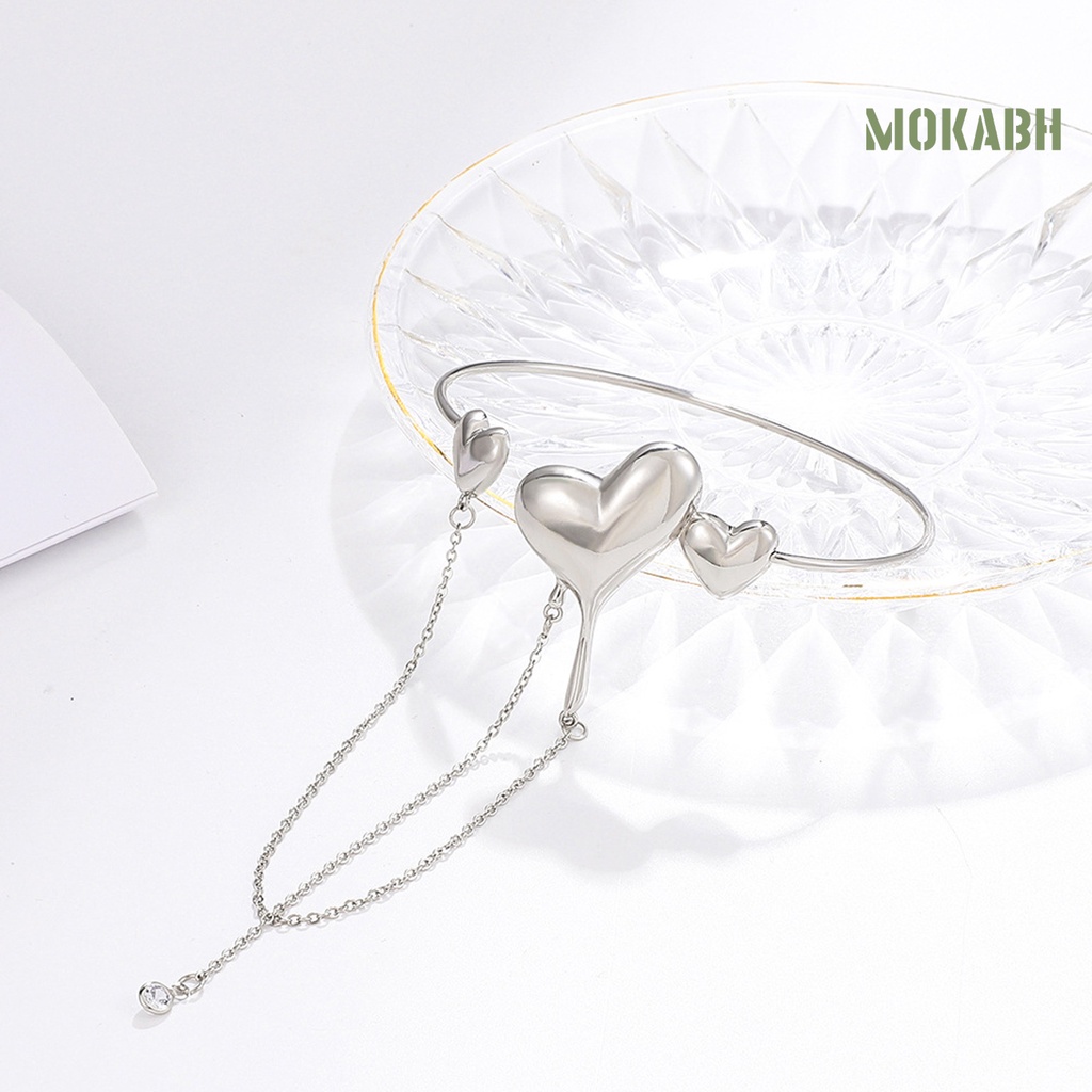 [mokabh] Vòng Đeo Tay Tua Rua Bằng Đồng Hình Trái Tim Có Thể Điều Chỉnh Kích Thước