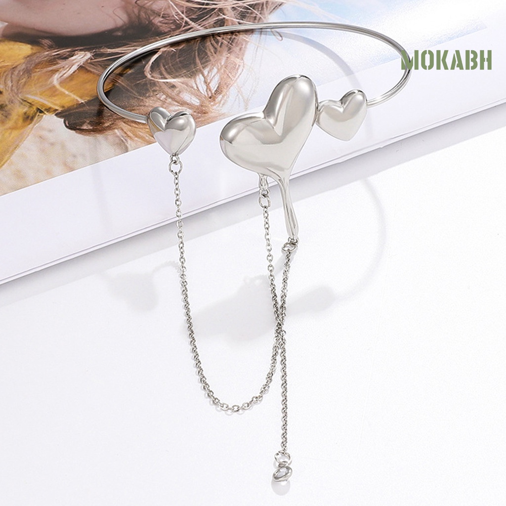 [mokabh] Vòng Đeo Tay Tua Rua Bằng Đồng Hình Trái Tim Có Thể Điều Chỉnh Kích Thước