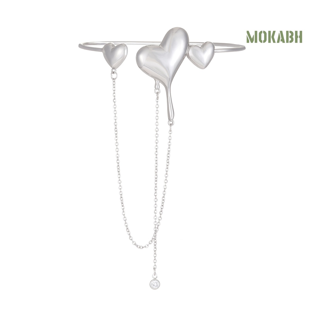 [mokabh] Vòng Đeo Tay Tua Rua Bằng Đồng Hình Trái Tim Có Thể Điều Chỉnh Kích Thước