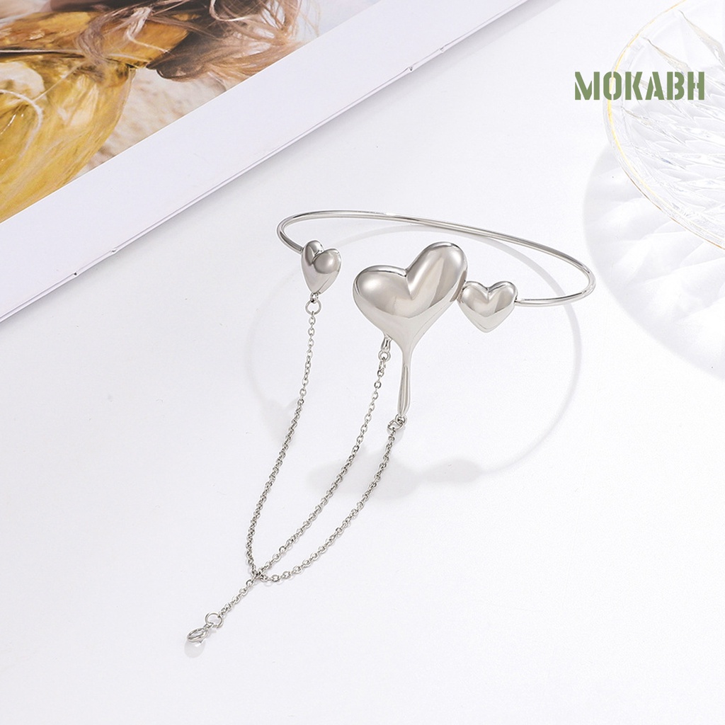 [mokabh] Vòng Đeo Tay Tua Rua Bằng Đồng Hình Trái Tim Có Thể Điều Chỉnh Kích Thước
