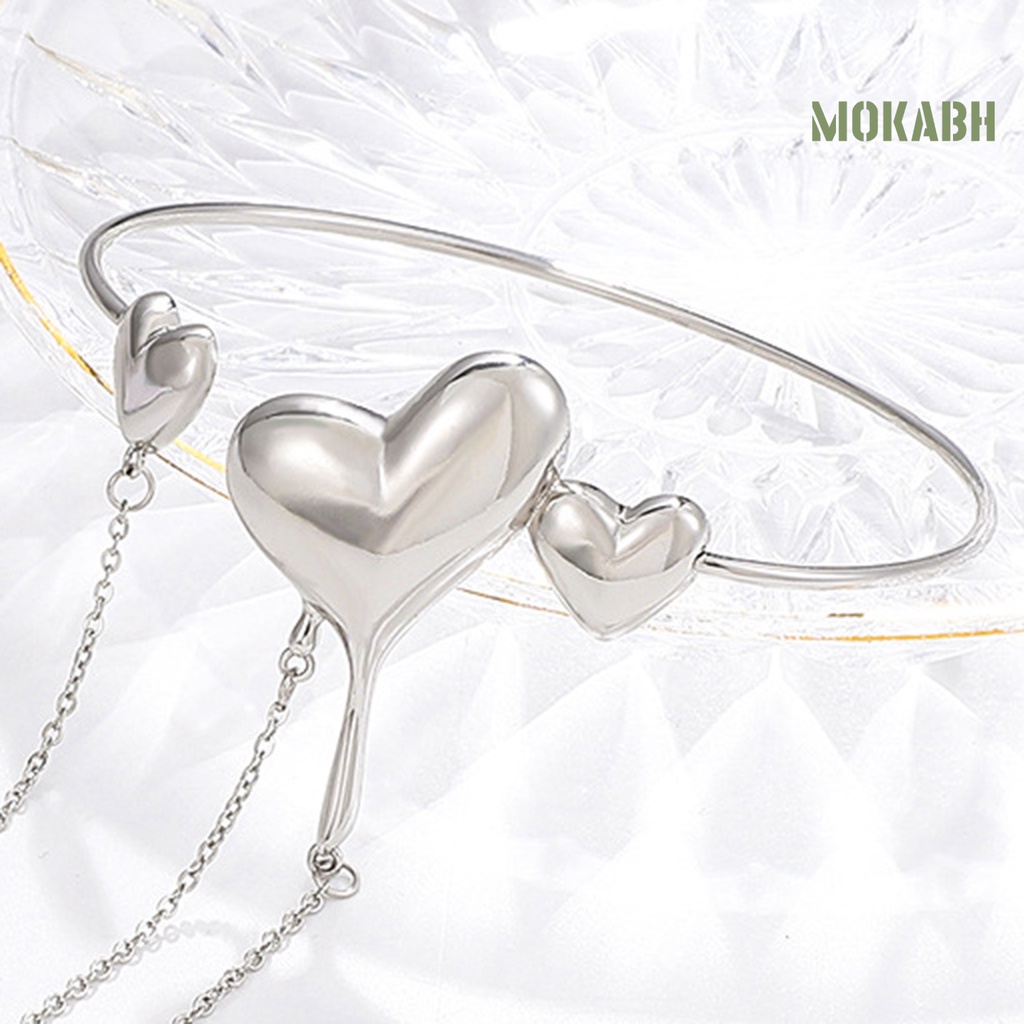 [mokabh] Vòng Đeo Tay Tua Rua Bằng Đồng Hình Trái Tim Có Thể Điều Chỉnh Kích Thước