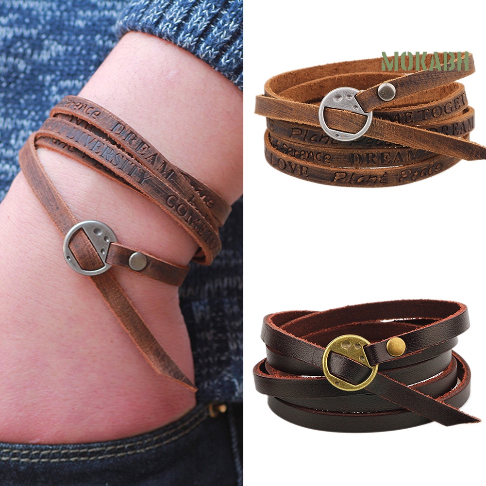 Vòng Tay Giả Da Nhiều Lớp Phong Cách Vintage Cho Nam Nữ