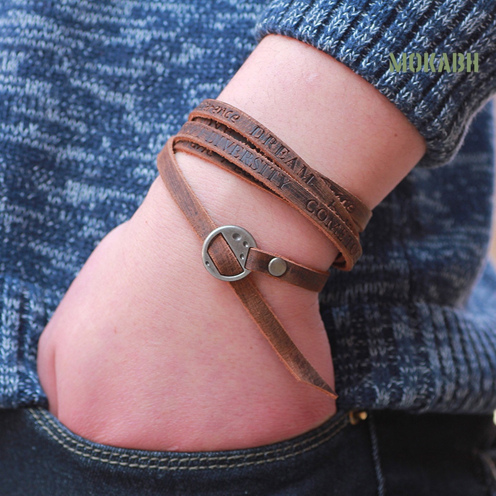 Vòng Tay Giả Da Nhiều Lớp Phong Cách Vintage Cho Nam Nữ