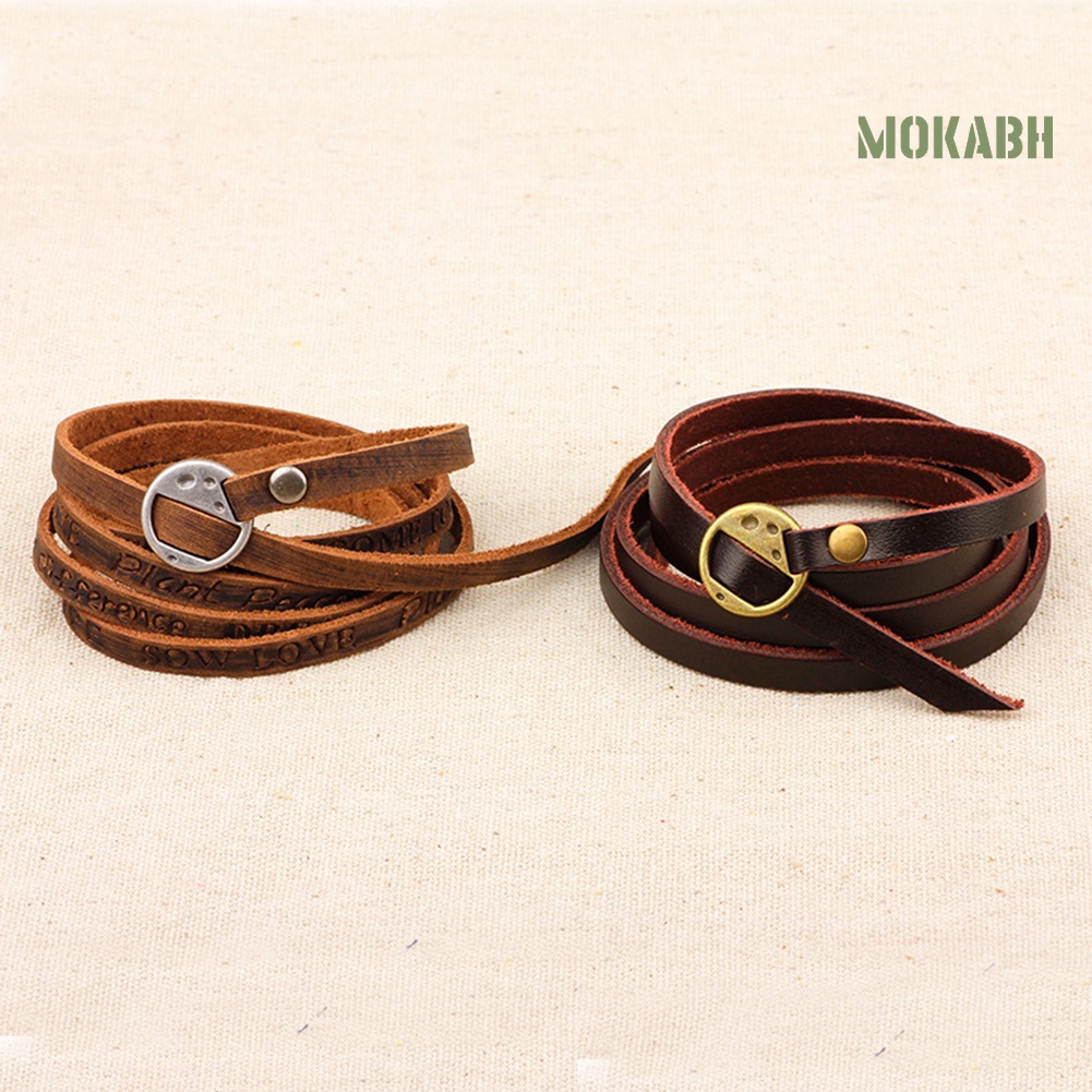 Vòng Tay Giả Da Nhiều Lớp Phong Cách Vintage Cho Nam Nữ