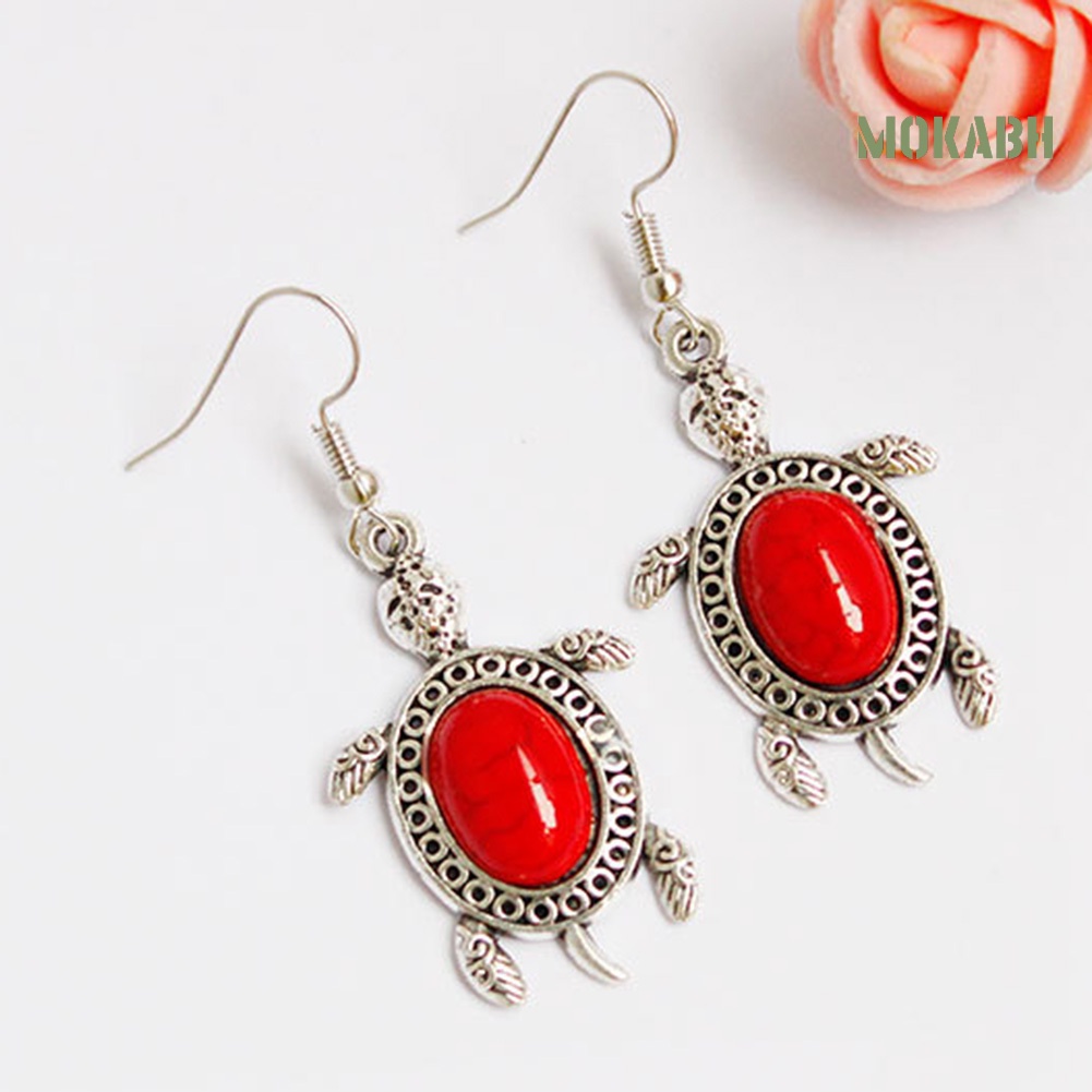 Bộ Trang Sức 3 Món Gồm Vòng cổ / Bông Tai / Vòng Tay Hình Rùa Đính Đá Ngọc Lam Nhân Tạo Cho Nữ