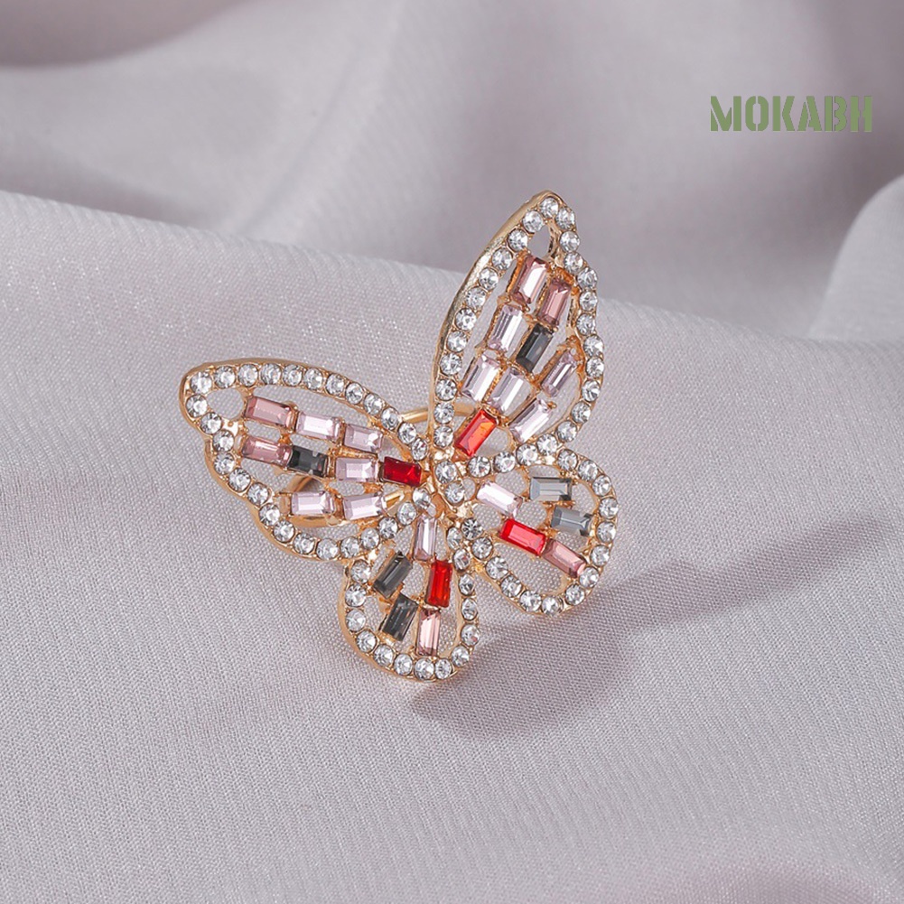 Nhẫn Hở Hình Bướm Rỗng Đính Đá Zircon Sang Trọng Cho Nữ