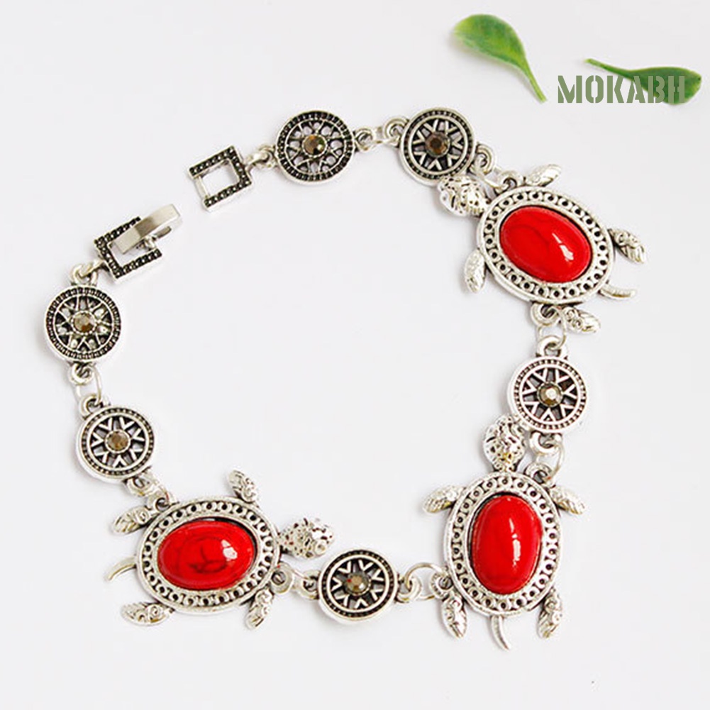 Bộ Trang Sức 3 Món Gồm Vòng cổ / Bông Tai / Vòng Tay Hình Rùa Đính Đá Ngọc Lam Nhân Tạo Cho Nữ