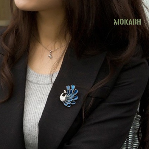 Ghim Cài Áo Hình Con Công Đính Đá Thời Trang Dành Cho Nữ