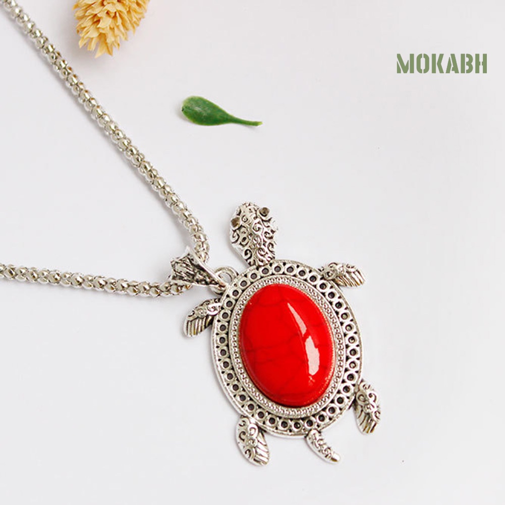 Bộ Trang Sức 3 Món Gồm Vòng cổ / Bông Tai / Vòng Tay Hình Rùa Đính Đá Ngọc Lam Nhân Tạo Cho Nữ