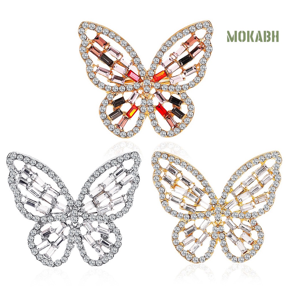 Nhẫn Hở Hình Bướm Rỗng Đính Đá Zircon Sang Trọng Cho Nữ