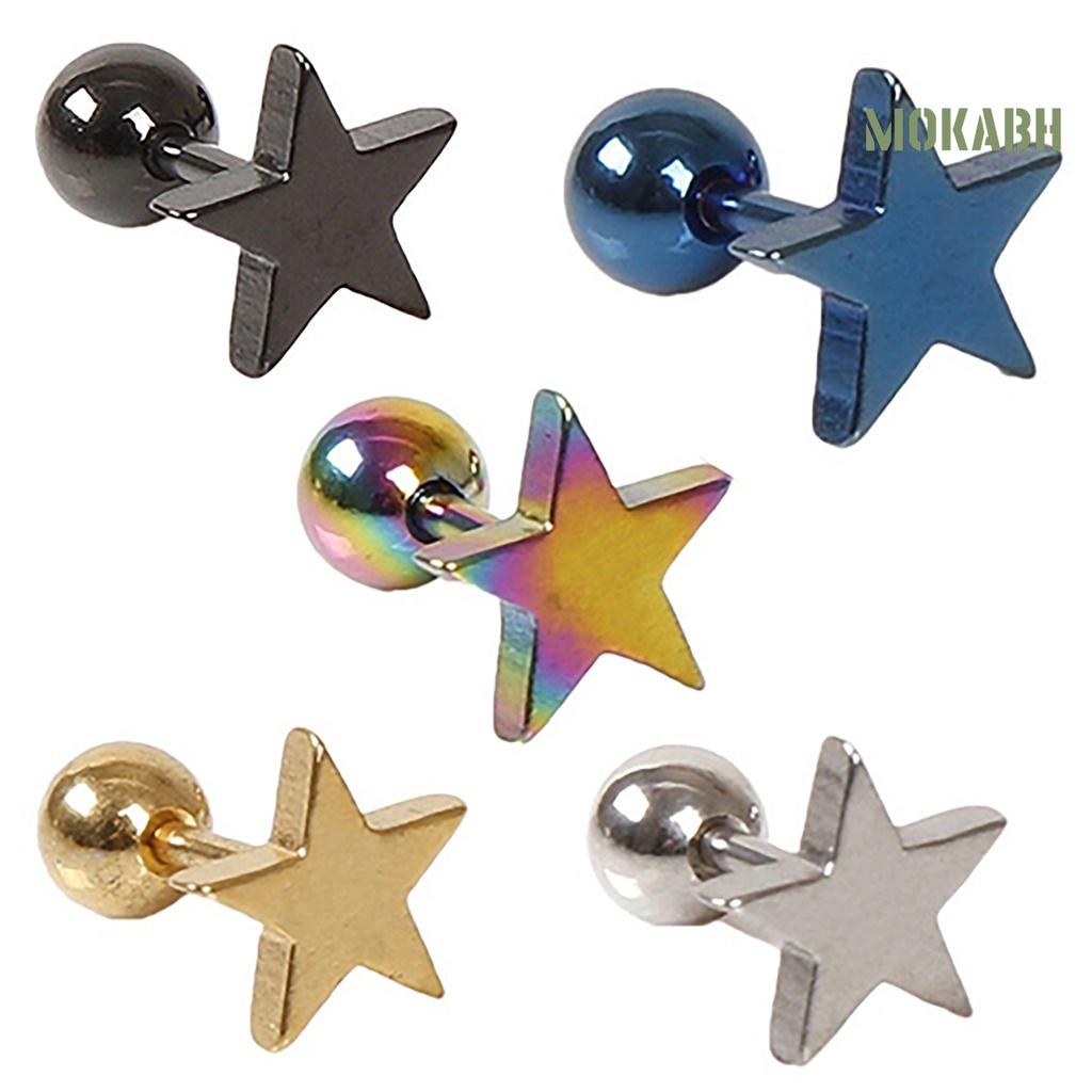 1 Đôi Bông Tai Hợp Kim Họa Tiết Ngôi Sao Năm Cánh Unisex