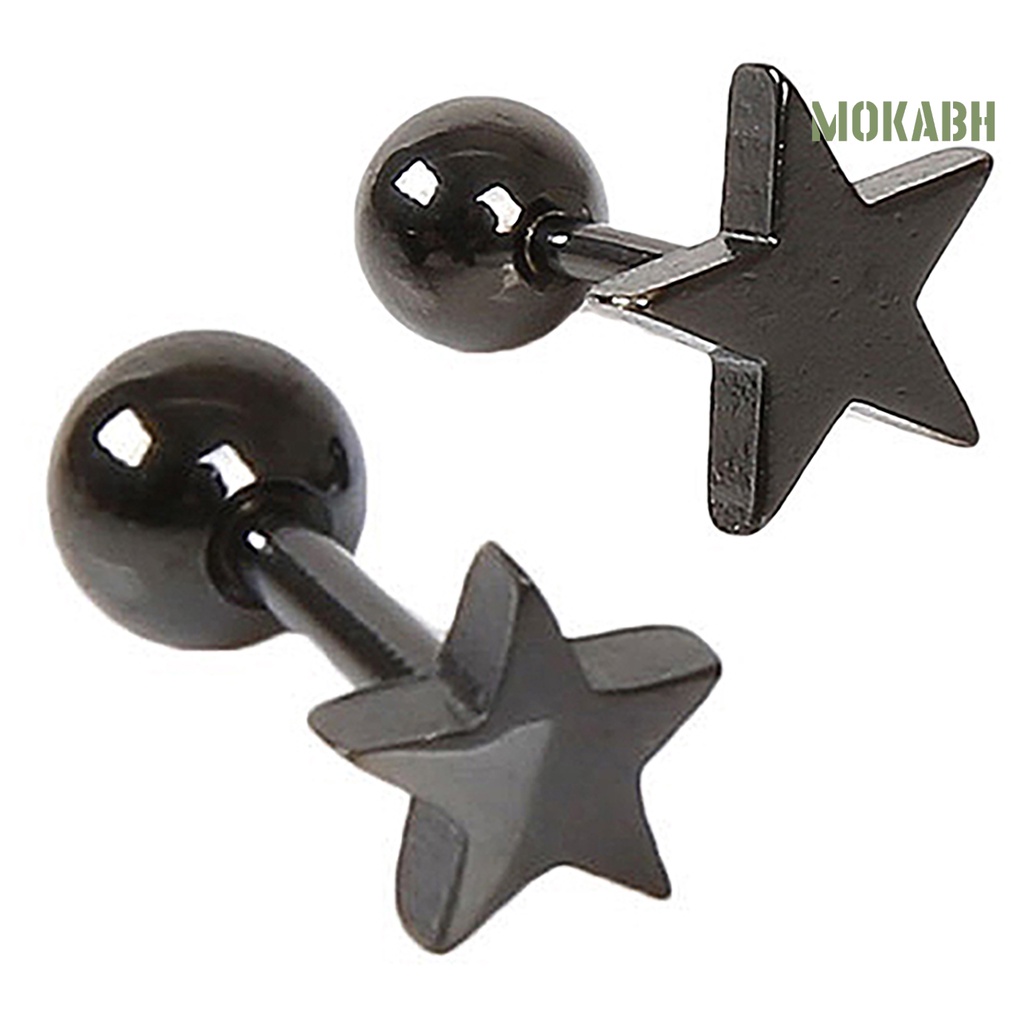 1 Đôi Bông Tai Hợp Kim Họa Tiết Ngôi Sao Năm Cánh Unisex