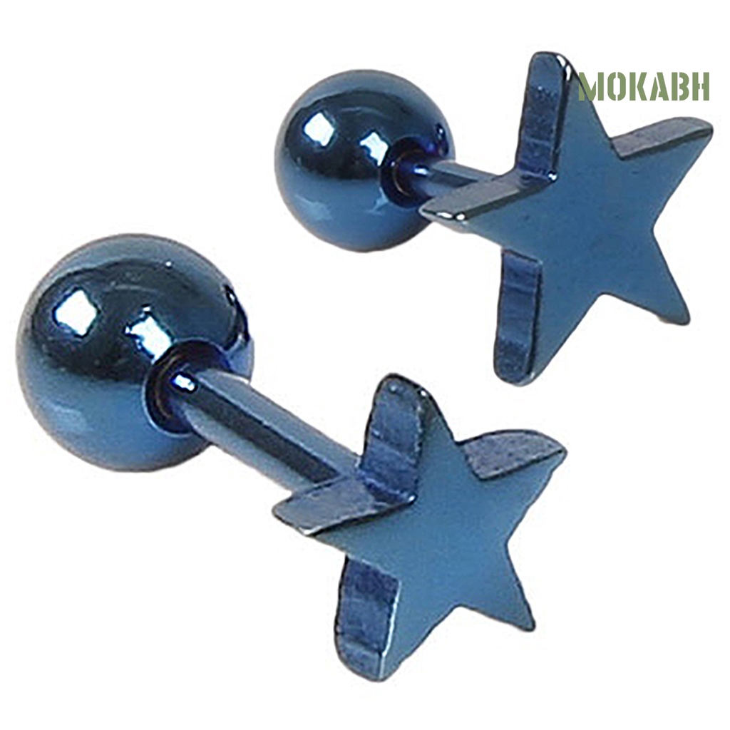 1 Đôi Bông Tai Hợp Kim Họa Tiết Ngôi Sao Năm Cánh Unisex