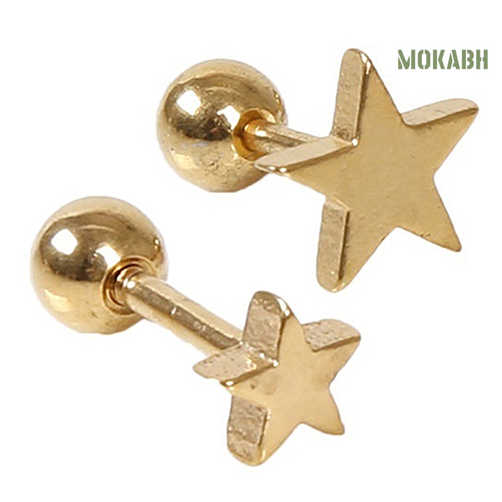 1 Đôi Bông Tai Hợp Kim Họa Tiết Ngôi Sao Năm Cánh Unisex