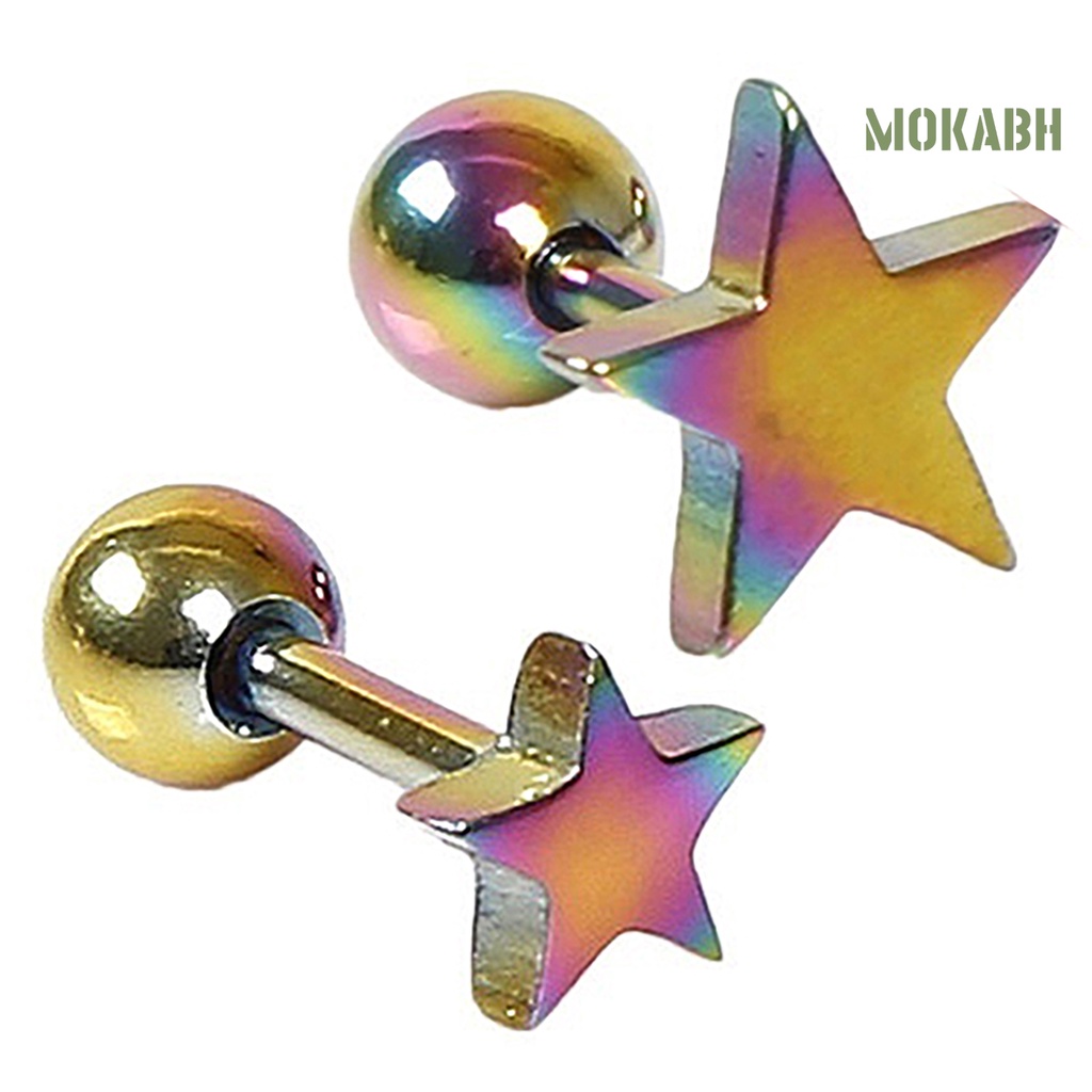 1 Đôi Bông Tai Hợp Kim Họa Tiết Ngôi Sao Năm Cánh Unisex