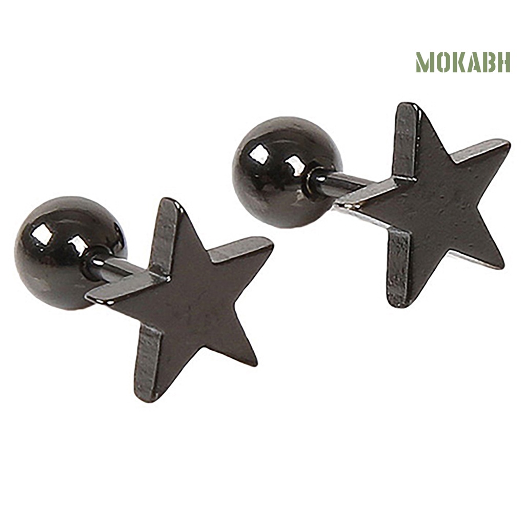 1 Đôi Bông Tai Hợp Kim Họa Tiết Ngôi Sao Năm Cánh Unisex