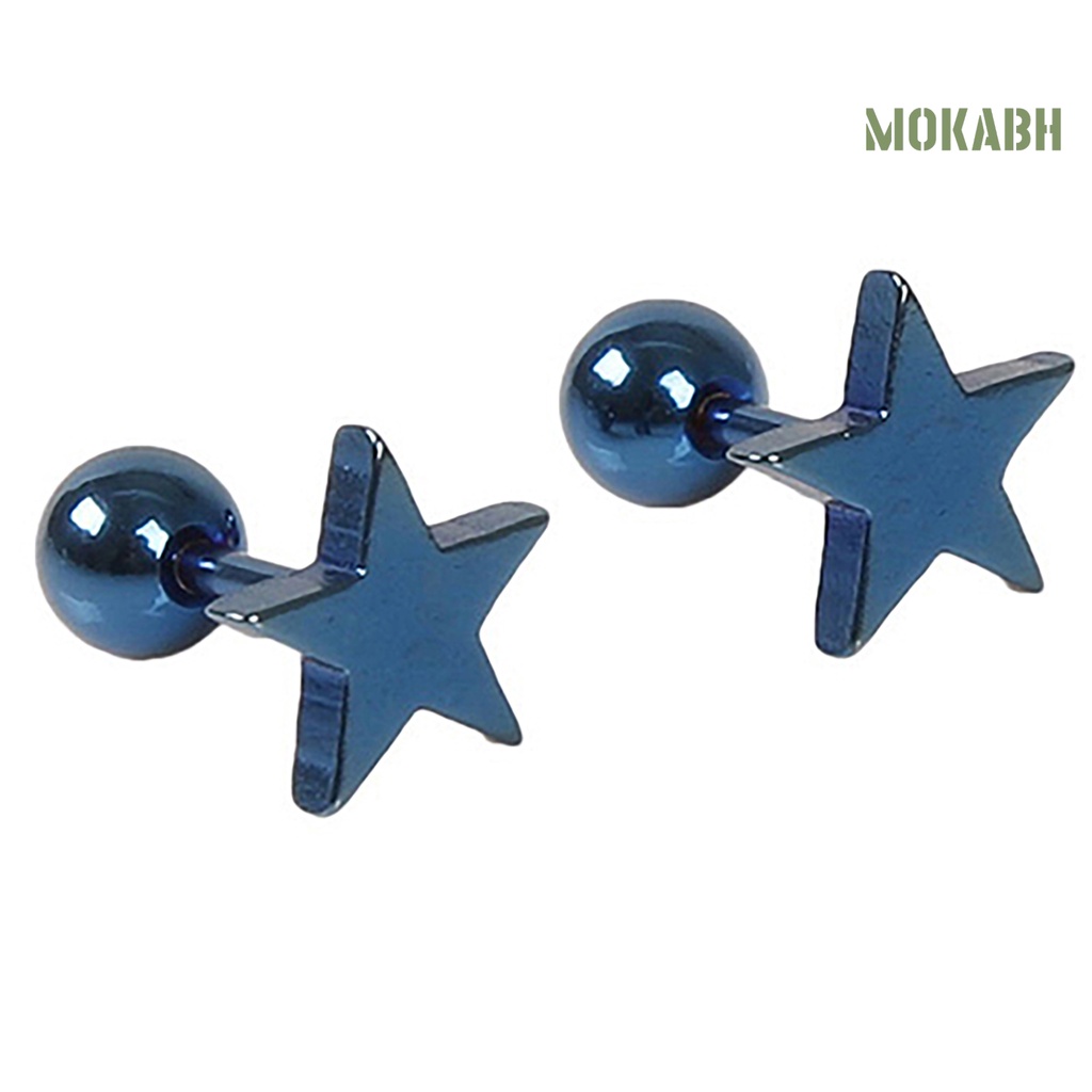 1 Đôi Bông Tai Hợp Kim Họa Tiết Ngôi Sao Năm Cánh Unisex