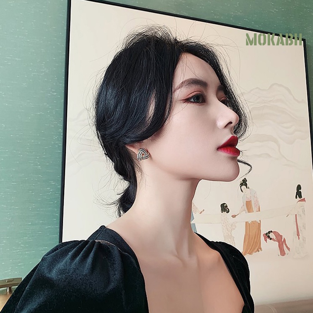 Bông Tai Hình Tam Giác Đính Đá Thời Trang Dành Cho Nữ