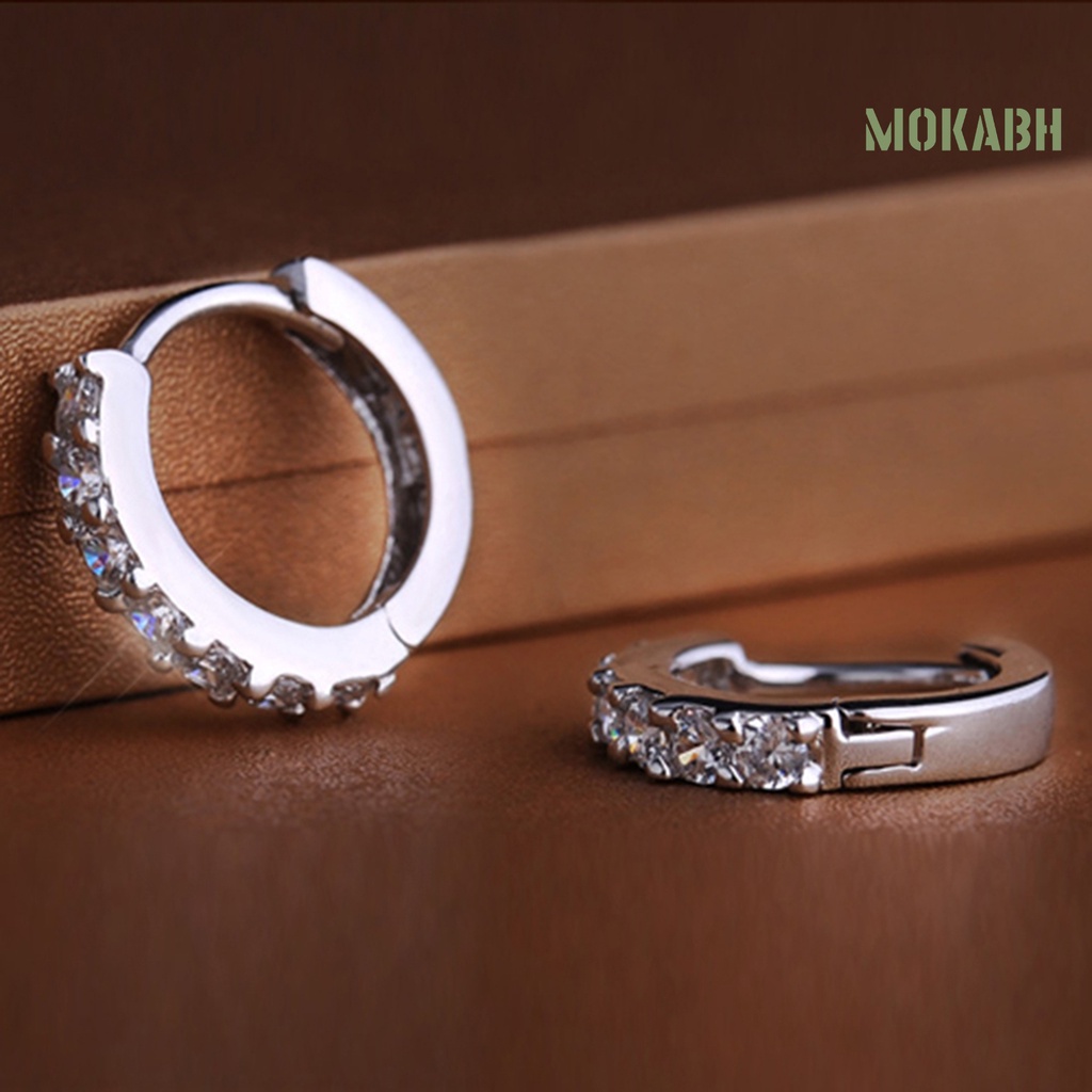 Bông Tai Đính Đá Hàng Đơn Hình Tròn Màu Sắc Thời Trang Cho Nữ