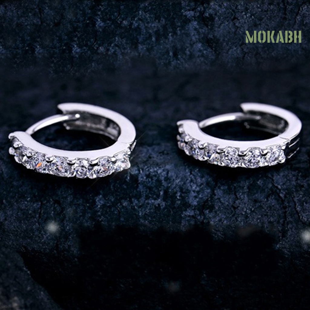 Bông Tai Đính Đá Hàng Đơn Hình Tròn Màu Sắc Thời Trang Cho Nữ