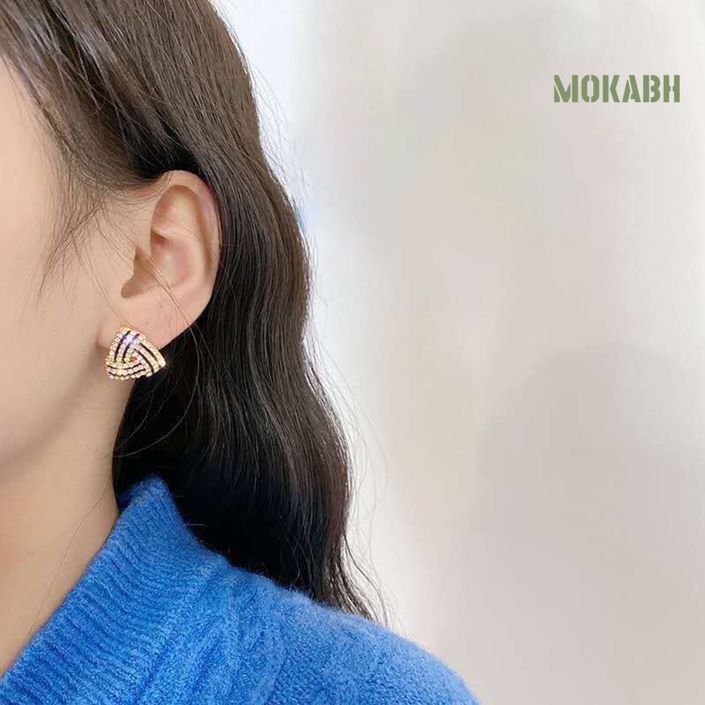 Bông Tai Hình Tam Giác Đính Đá Thời Trang Dành Cho Nữ