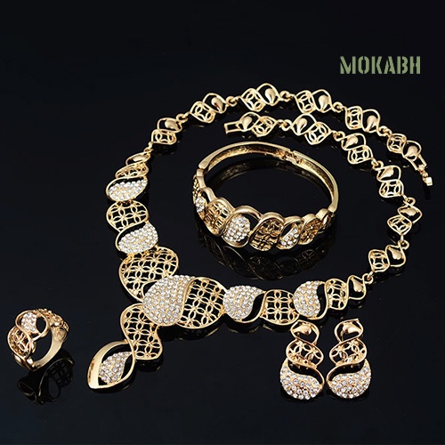 Bộ Trang Sức Gồm Vòng cổ / Vòng Tay / Nhẫn / Bông Tai Đính Pha Lê Sang Trọng