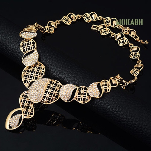 Bộ Trang Sức Gồm Vòng cổ / Vòng Tay / Nhẫn / Bông Tai Đính Pha Lê Sang Trọng