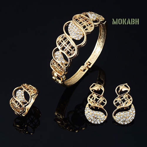 Bộ Trang Sức Gồm Vòng cổ / Vòng Tay / Nhẫn / Bông Tai Đính Pha Lê Sang Trọng